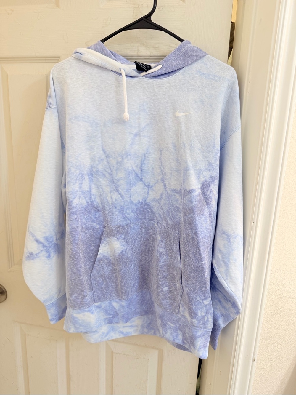 Nike Men's Light Blue Tie-Dye Crewneck Hoodie
